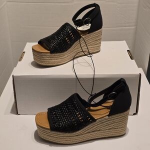 a.n.a Black Lisa Lattice Wedges Womens Size 7